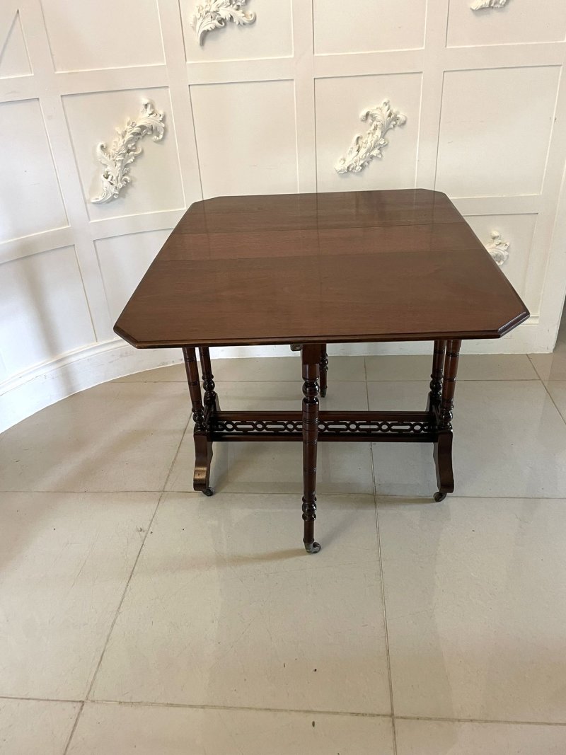 Antique Victorian Quality Solid Walnut Sutherland Table - Image 7